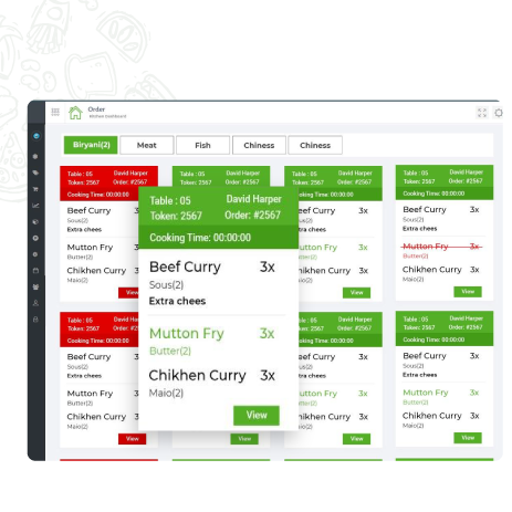 Restaurant kitchen dashboard for Restora POS